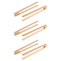 ARELENE 6 Pieces Magnetic Bamboo Toaster Tongs 8.7 Inch Wooden Kitchen Toast Tongs for Cooking, Natural Bamboo Kitchen Utensils. 