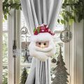 Cute Santa Claus Snowman Christmas Curtain Buckle Set of 2 Fastener Buckle Curtain Holdback Cartoon Curtain Tie Decoration Holiday Decor. 