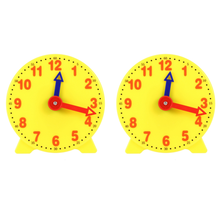 FORIDE 2pcs 4 Inch Student Learning Clock Time Model Teacher Gear Clock 12/24 Hour School Learning Tools