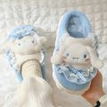 HelloKitty cotton slippers women's winter Sanrio Hello Kitty warm thick bottom fleece-lined non-slip indoor home use. 
