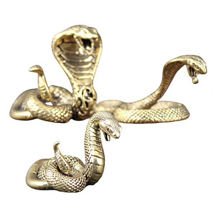 Brass Snake Figurine Vintage Chinese Zodiac Snake Figurine Metal Sculpture Feng Shui Desktop Ornament Brass Mini Statue