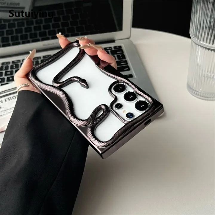 Sutuiying%203D%20Simulate%20Snake%20Case%20for%20Samsung%20Galaxy%20S25%20S24%20S23%20Ultra%20Cover%20%E3%80%902025%20Version%E3%80%91%20Hollow%20Out%20Back%20Soft%20Plating%20Matte%20Shockproof%20Shell%20Fundas%20-%20Image%202
