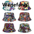 Wenefang Summer Sunscreen Bucket Hat Unisex Beach Panama Cap Fashion Hot Selling Print Hip Hop Gorras Fishing Fisherman Hat Wear Double Side. 