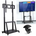 Portable TV Cart Height Adjustable - 32 to 75 Inch Mobile TV Stand with Webcam Shelf/Wheels, Floor Trolley for School/Office. 