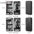 Asinrn ERosIon 9/16/19Pcs Manicure Set Black Stainless Steel Nail Clippers Cuticle Nipper Pedicure Professional Care Tool Cleaning Grooming Kit. 