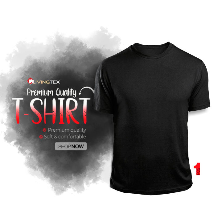 Livingtex%20T-Shirt%20For%20Men/%20Black,%20Short%20Sleeve,%20Pure%20Cotton,%20Round%20Neck%20T-Shirt%20For%20Men%20-%20Image%202