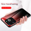 Biruiqu For Infinix Smart 8 Shockproof Gradient Tempered Glass Back Soft Silicone Edge Case Cover. 