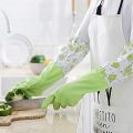 Floral/Car Pattern Latex Dishwashing Gloves, Anti-Slip Waterproof Cleaning Gloves - 1 Pair. 