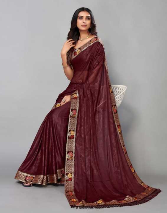 Fabdale%20Lycra%20Blend%20Saree%20with%20Floral%20&%20Geometric%20Prints,%20Lace%20&%20Tassels%20%7C%20Dark%20Brown%20(SMH-022)%20-%20Image%204