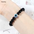 Wenefang 8mm White Cat Eye Stone Beads Evil eye Bracelet Men Tiger Eye Black Luxury Beads Turkish style Strand Bracelet For Women female Jewelry. 