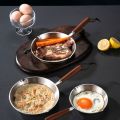Flat Bottom 304 Stainless Steel Frying Pan Wooden Handle Oven Safe Cooking Pan Small Nonstick Omelette Pan Chef. 