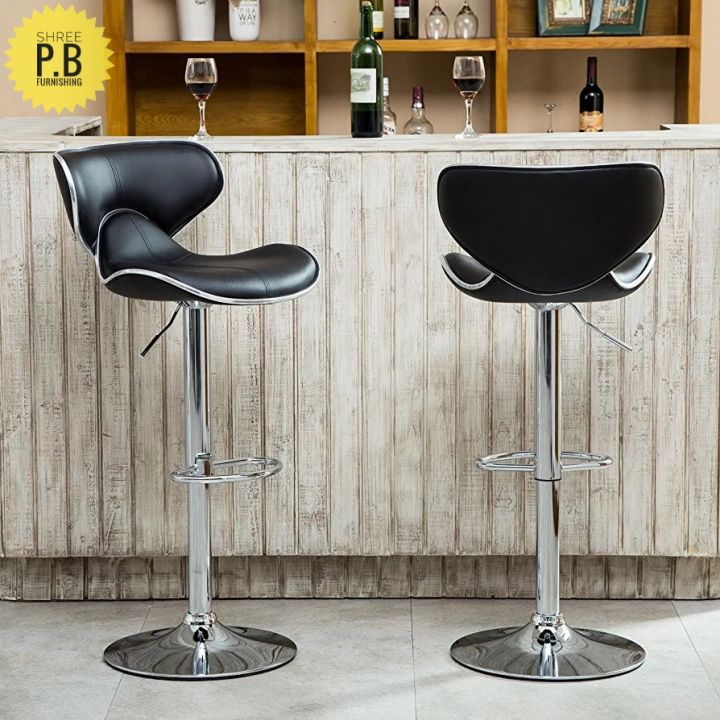 Fancy Black Bar Chair With Height Adjustable and Full Rotating Seat Top