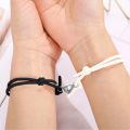 2pcs/1set Couple BFF Besties Best Friend Forever Size Adjustable Magnetic Magnet Rope Bracelet. 