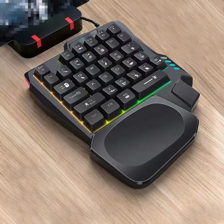 Portable Single Hand Keyboard Ultra-slim Luminous One Handedly Keyboard ...