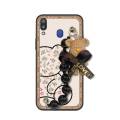 Simplicity soft case Phone Case For Samsung Galaxy M20/SM-M205FD Bear bracelet phone case cute Black pearl pendant. 