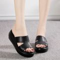 Women Slipper's 2023 Summer Genuine Leather Wedge Heels Fashion Sandals. 