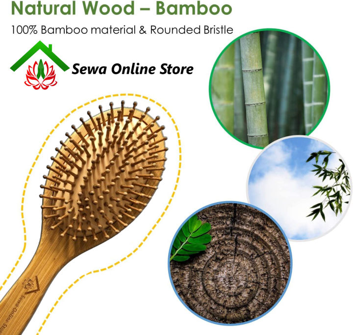 Natural%20Eco-friendly%20Hair%20Brush%20With%20Bamboo%20Bristles,%20Massages%20Scalp%20Anti-Static%20Hair%20Detangle%20(Oval)%20-%20Image%204