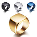 Wholesale High Polished Blank Men's Finger Rings Sliver And Gold Color Square Shape Stainless Steel Signet Ring For Men. 