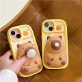 Cute Cartoon Capybara Squishies Phone Case For iPhone 15 13 14 12 11 Pro Max Blowing Bubble Lens Protection Soft Silicone Cover. 