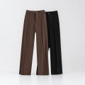 Women’s High Waist Cotton Straight Leg Formal Pants – Solid Pattern, Zipper Closure, Summer Essential. 