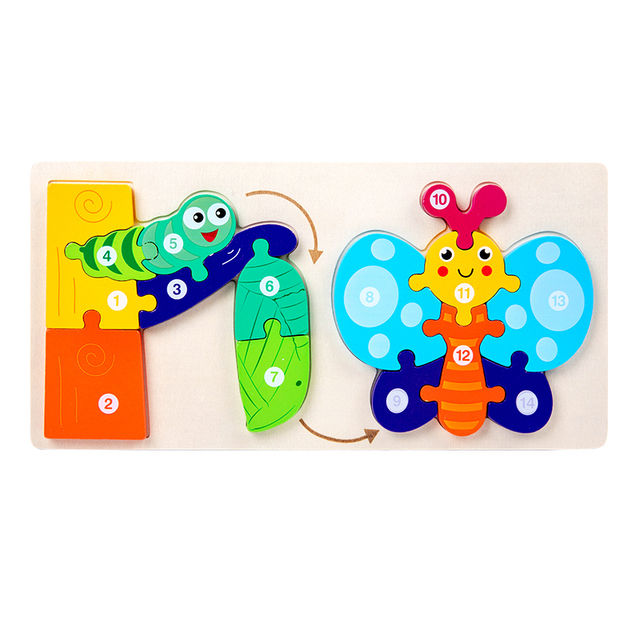 Wooden Butterfly Life Cycle Puzzle - Montessori Educational Jigsaw Toy ...