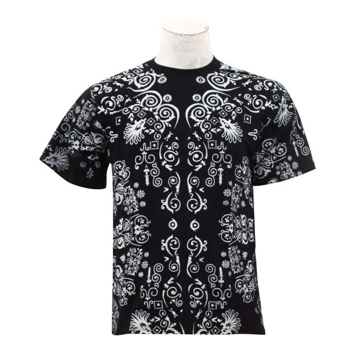 Black Cotton Round Neck Half Sleeves Flower Printed T-Shirt For Men