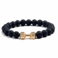New specials 【Funny Bunny Toy Store】（NEW）1Pc Volcanic Stone Beaded Matte Barcelets Dumbbell Beads Couple Bracelet Fashion Jewelry Bangles For Women Men. 
