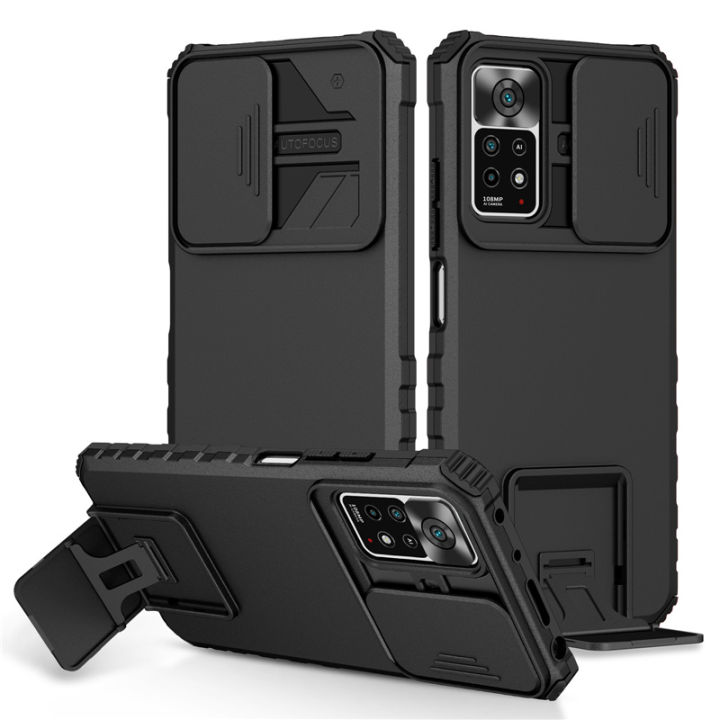 Vantime for Xiaomi Redmi Note 11 Pro 4G 5G Case Slide Camera Cover Kickstand Hard Shockproof Armor Casing