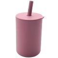 Toddler Cup Kids Silicone Training Cup with Straw Sprill Proof Sippy Cup Drinking Water Cup for Baby Boys Girls (Pink). 