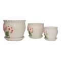 Ceremic Floral Printed Flower Pot With Combo Pack. 