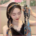 PTQ Retro Chain Headband Korean Style Satin Fabric Band Ribbon Braided Bow Knot Hoop Hair Accessories. 