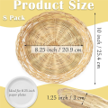 ARELENE 8 Pack Bamboo Paper Plate Holders, 10 Inches Reusable for Dinner Plates Hand Woven Wicker Paper Plate Baskets. 