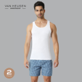(Pack of 2) Van Heusen Men White Ribbed Vests Sando 10073. 