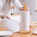Kitchen Counter Top Tissue Holder | Wooden Kitchen Bamboo Paper Towel Standing With 1 Free Roll. 