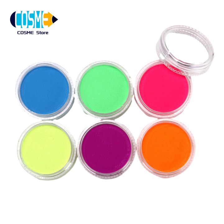 6 Colors Face Body Paint Set Water Activated Fluorescent Colors Glow in The Dark Washable Kids Adults Halloween Makeup Kit