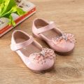 Baby Girl Bowknot Design Pink Mary Jane Flat Sandals. 