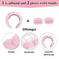 Difutagui Zheng Makeup towel cloth headband women's 3-piece non-slip spa Fifty percent Luxury discount headband and wristband set, soft hairband face wash and. 