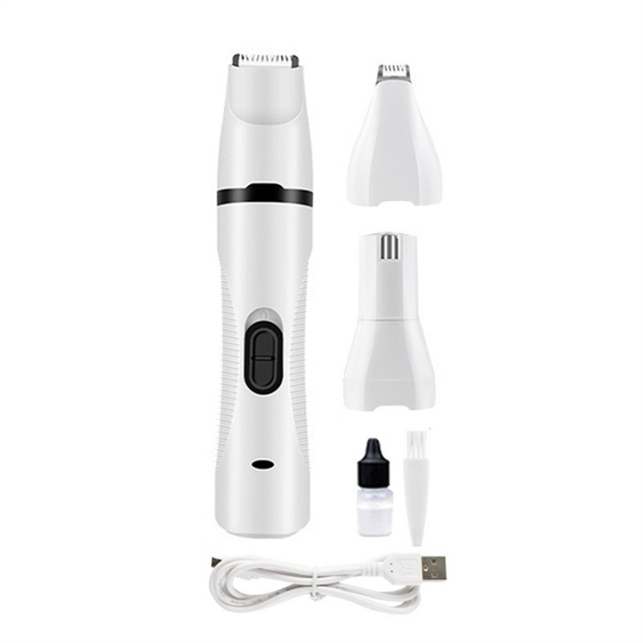 Electric Pet Nail Grinder Three-In-One Pet Suit White USB Rechargeable Multi-Function Hair Removal Shaving Nail Polish Clipper
