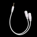 Cable splitter of white earphones 3.5 mm audio. 