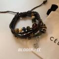 High Street Girl Retro Multi-layer Ethnic Style Bracelet Beaded Genuine Leather Hot Girl Music Symbol Pentagram Woven Bracelet. 