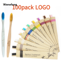 Wenefang 100Pcs Children Bamboo Toothbrushes Soft Bristles Eco Friendly Biodegradable Wooden Child Toothbrush Laser Logo. 