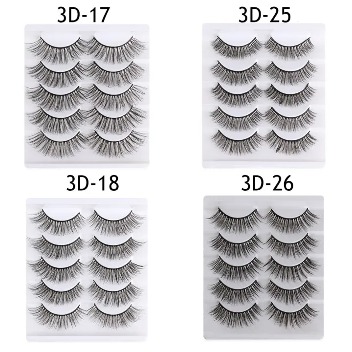 SKONHED%205%20Pairs%20Eye%20Makeup%20Tools%20Thick%20Cross%20Wispy%20False%20Eyelashes%20Natural%20Long%20Eye%20Lash%20Extension%203D%20Soft%20Mink%20Hair%20-%20Image%204
