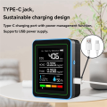 Nullmul 5 in 1 Air Quality Monitor TVOC HCHO Temperature Humidity CO2 Meter, USB Rechargeable CO2 Detector Black. 