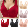 Oufeiton Comfortable Underwear Comfortable Wireless Front Closure Vest Style Bra for Mid-aged Women B/c Cup Push-up Seamless Plus Size Underwear. 