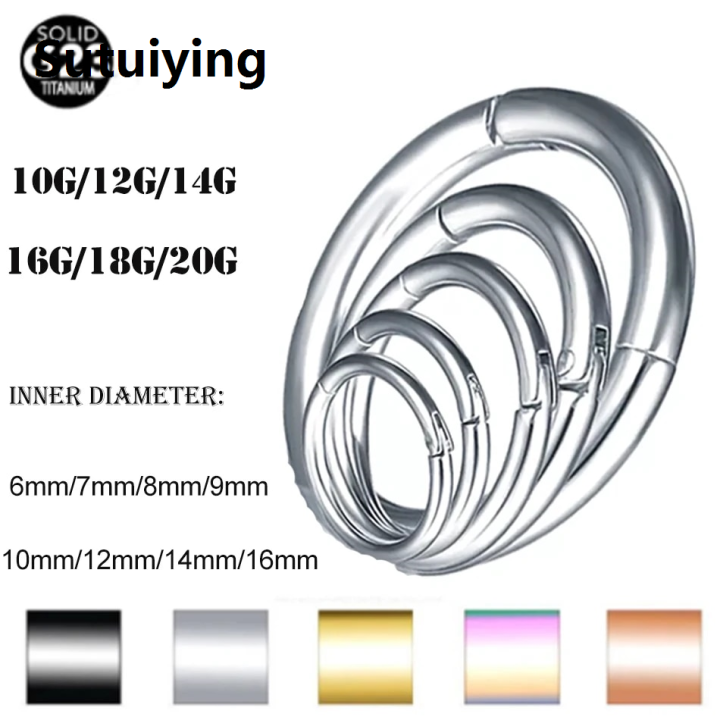 Sutuiying 1PC Titanium Segment Nose Piercing 12G Septum Clicker Pirsing Earring 14G Nostril Piercing Helix Conch Pirsing Nariz 20G Jewelry