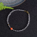 【New arrival】Natural White Crystal Bracelet with Southern Red Bead Accessories Male and Female Hand Jewelry Fashion Simple Gift Giving Creative. 