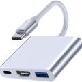 3 in 1 Type C to HDMI, USB and T.C. to T.C. Hub 4K Adapter USB-C to HDMI Converter with 3.0 USB Port and Type C 3.1 Female Charging Port for Mac Book. 