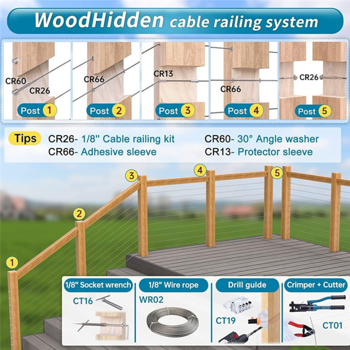 40%20Pack%203/8In%20Stainless%20Steel%20Cable%20Railing%20Kit%20Angle%20Beveled%20Washer%2025%2030%2035%20Degrees%20for%20Deck%20Stair%20Railing%20System%20-%20Image%205