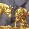 large Share market Bull & Bear Sculpture. 