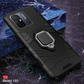 Tough Armor Bumper Back Case Cover for Mi Redmi 12C | Ring Holder & Kickstand in-Built | 360 Degree Protection Back Case Cover Black. 